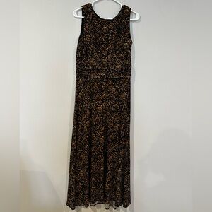 Coldwater Creek Sleeveless‎ Black Tan Speckled Maxi Dress Women’s Size 10